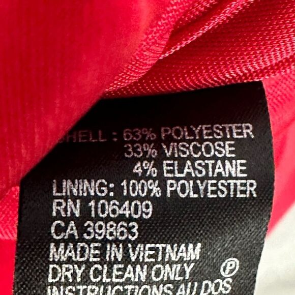 Tahari Red Jewel Neck Ruched Knee Length Dress| Size 8 - Picture 6 of 9